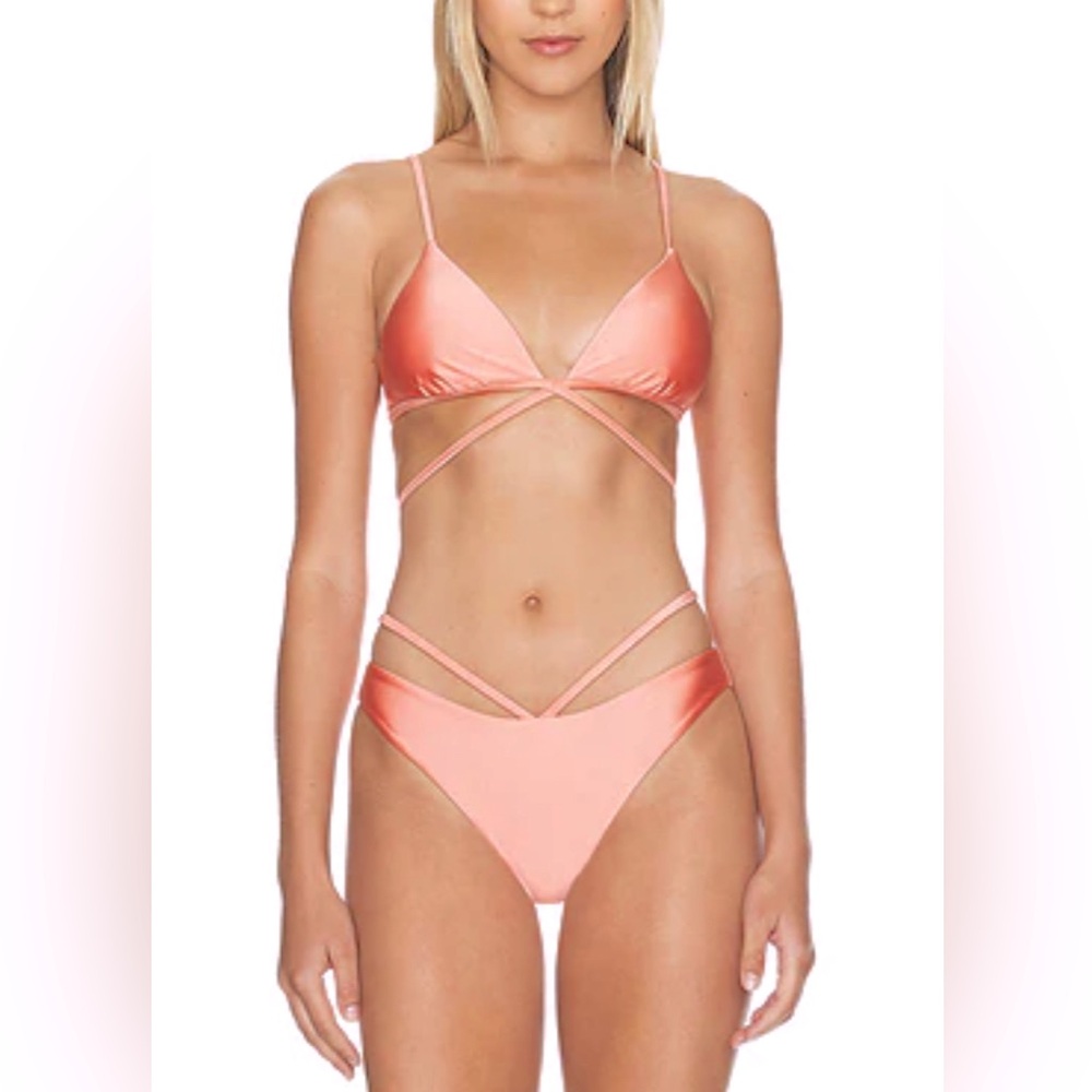 Simkhai Harlen Tie Bikini in Grapefruit NWT